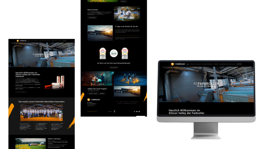 Website Darstellung von RS Farbroller